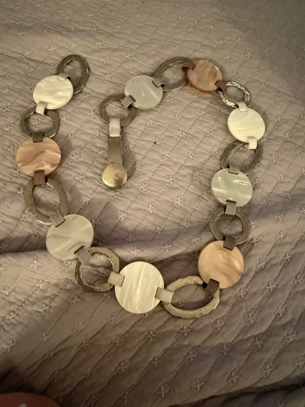 Suzi Roher Womens Silver Tone Discs Bohemian Circle-link Waist Belt OS Vintage
